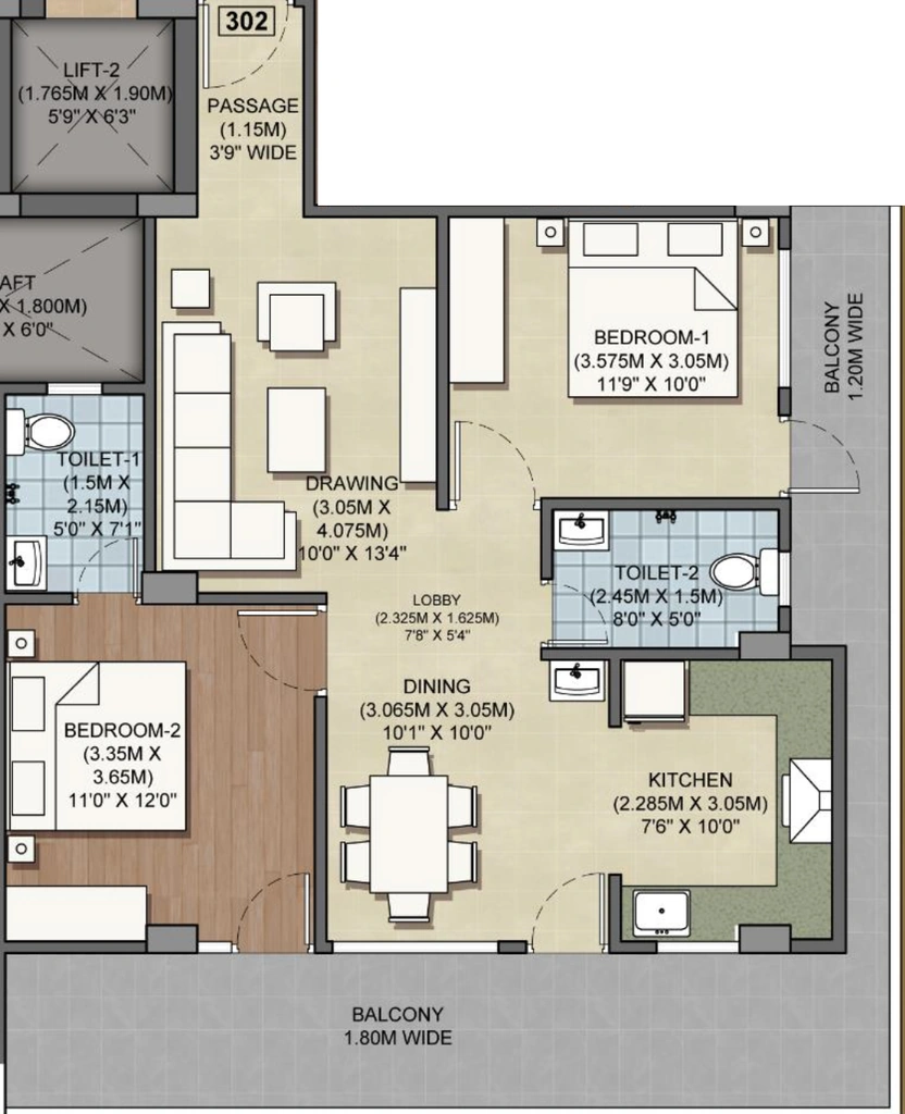 2 BHK Flat in Sarjom Vishwakarma Heights in Tupudana, Ranchi - Image 904893