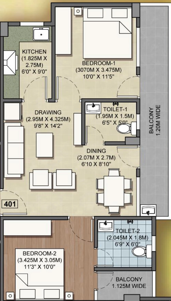 2 BHK Flat in Sarjom Vishwakarma Heights in Tupudana, Ranchi - Image 904891