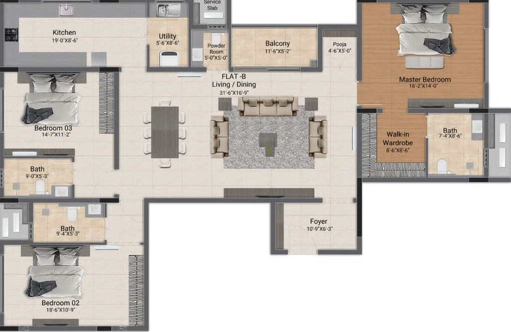3 BHK Flat in Etica Anantham in T Nagar, Chennai - Image 904911