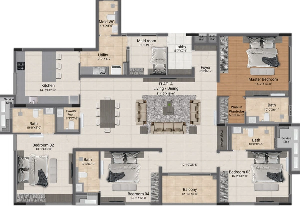 4 BHK Flat in Etica Anantham in T Nagar, Chennai - Image 904913