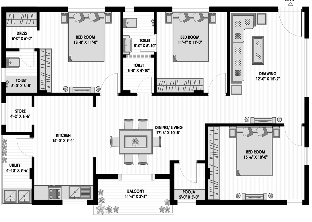 3 BHK Flat in Karni Florenza in Attapur, Hyderabad - Image 905213