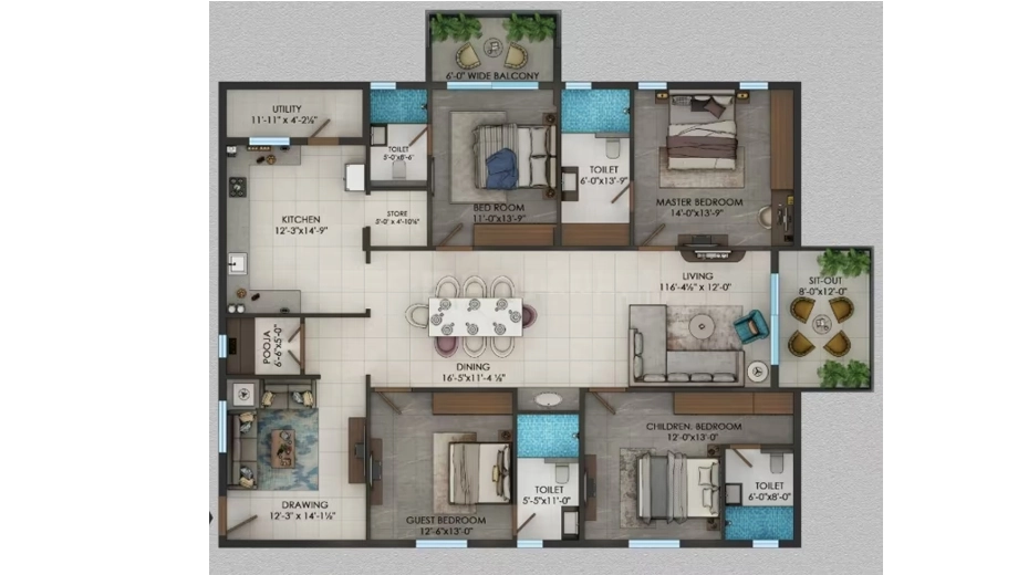 3 BHK Flat in Karni Opus in Attapur, Hyderabad - Image 905216
