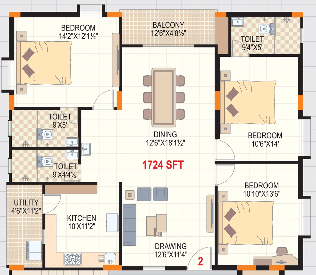 3 BHK Flat in Manisha Dharam Vatika in Masab Tank, Hyderabad - Image 905219