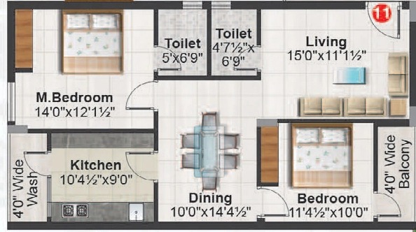 2 BHK Flat in Rahul Grandeur in Attapur, Hyderabad - Image 905232