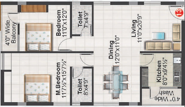 2 BHK Flat in Rahul Grandeur in Attapur, Hyderabad - Image 905236