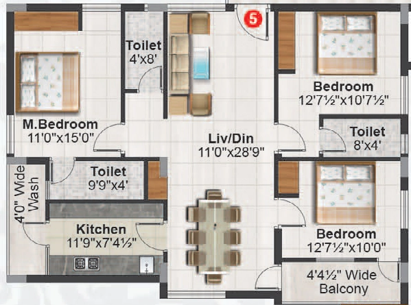 3 BHK Flat in Rahul Grandeur in Attapur, Hyderabad - Image 905237