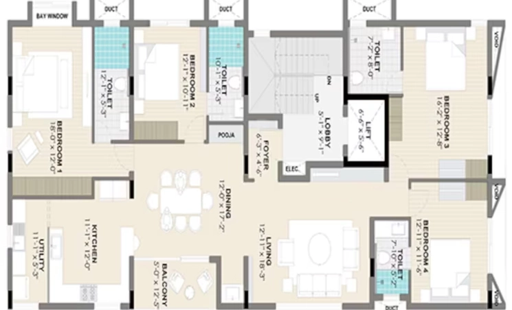 3 BHK Flat in Etica Saicharan in Thiruvanmiyur, Chennai - Image 904922