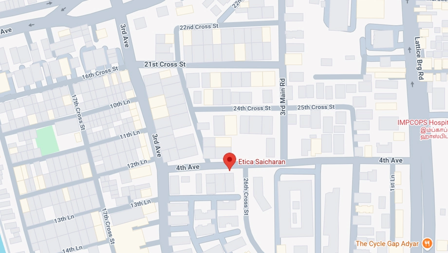 Location of Etica Saicharan in Thiruvanmiyur, Chennai - Image 373088