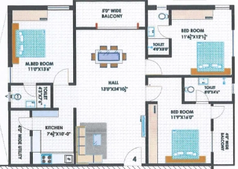 3 BHK Flat in Sita Pramod Elite in Attapur, Hyderabad - Image 905311