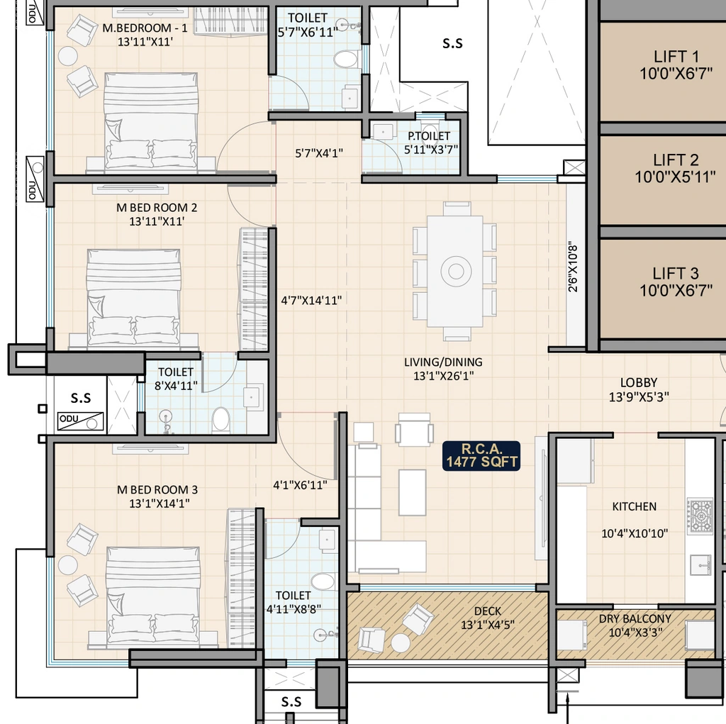 3 BHK Flat in Je And Vee Shree Gopaldham in Kandivali West, Mumbai - Image 905169