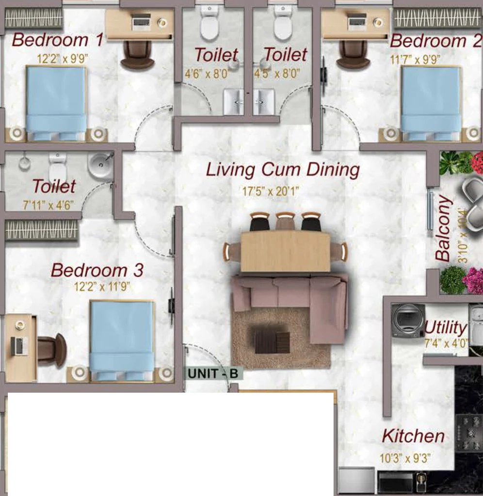 3 BHK Flat in SBA Aadrika in T Nagar, Chennai - Image 904935