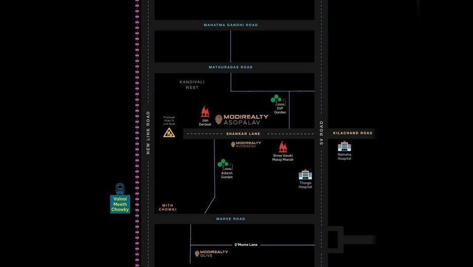Location of Modirealty Asopalav in Kandivali West, Mumbai - Image 373565