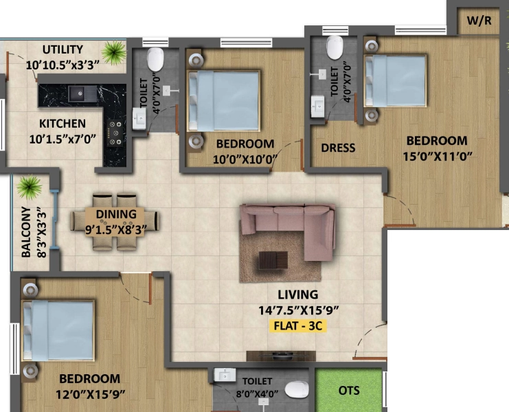 3 BHK Flat in Shree Bala Akshara Aaditri in Porur, Chennai - Image 904944