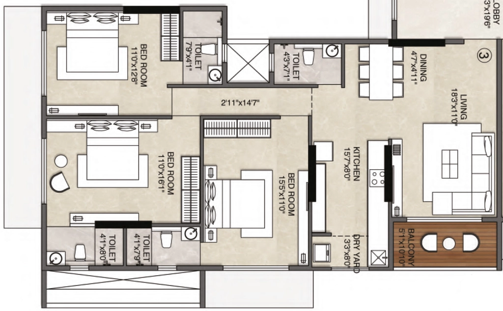 3 BHK Flat in Shelaji Gold Leaf in Borivali West, Mumbai - Image 905063