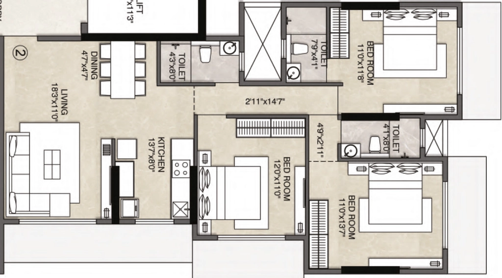 3 BHK Flat in Shelaji Gold Leaf in Borivali West, Mumbai - Image 905062