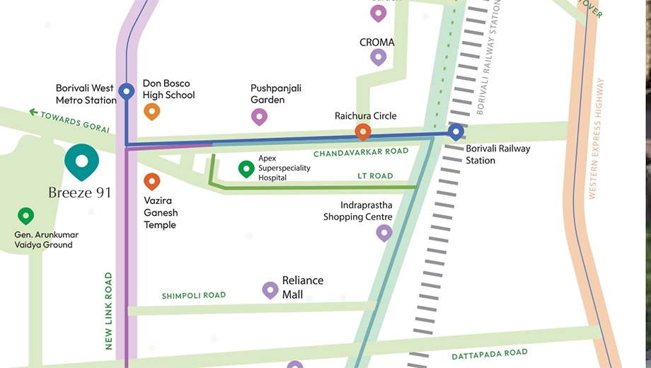 Location of Kaustubh Breeze 91 in Borivali West, Mumbai - Image 373173