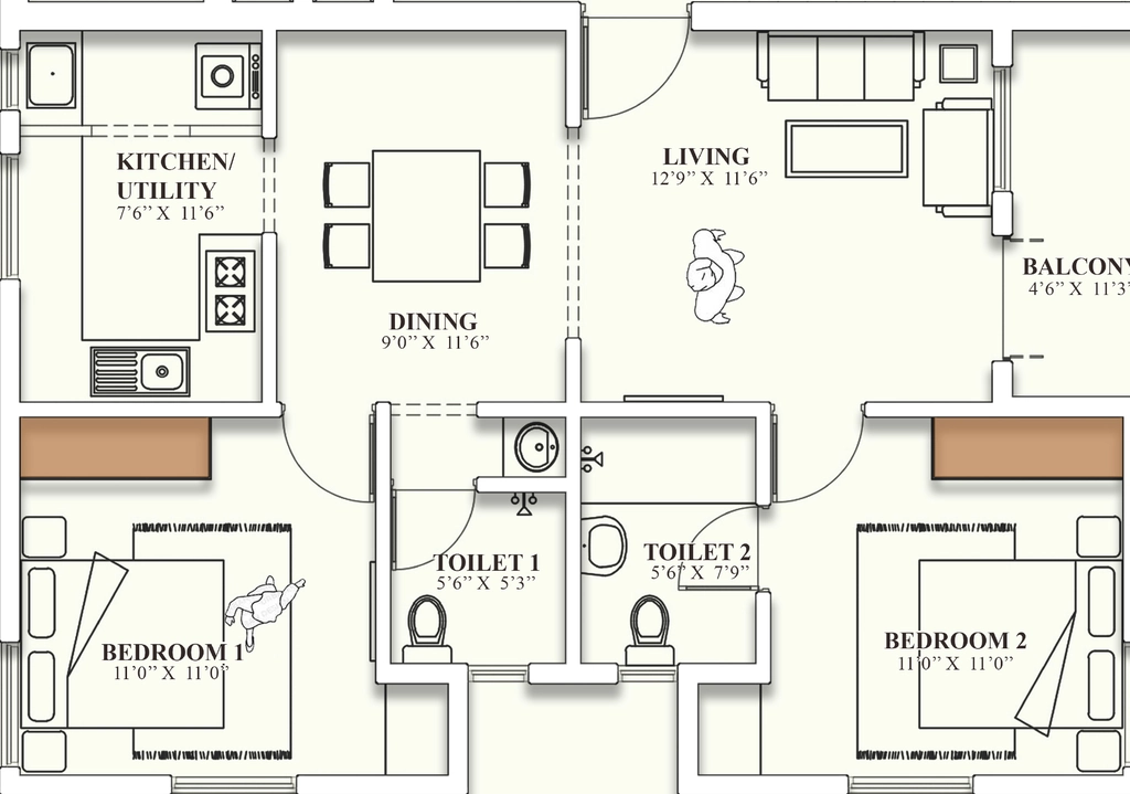 2 BHK Flat in Ramaniyam Ashok Vihar in Ashok Nagar, Chennai - Image 904953