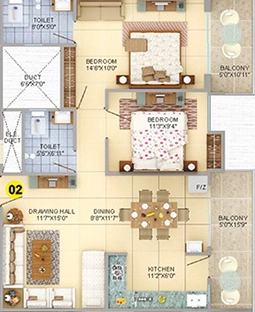 2 BHK Flat in Gauri Savitri Heritage in Bahu Bazaar, Ranchi - Image 904960