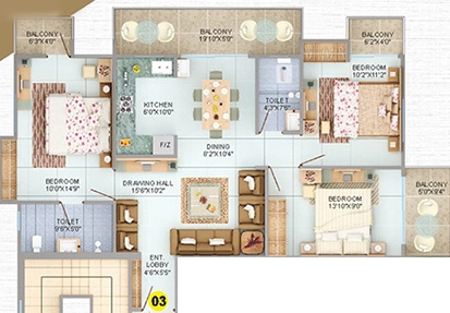 3 BHK Flat in Gauri Savitri Heritage in Bahu Bazaar, Ranchi - Image 904961