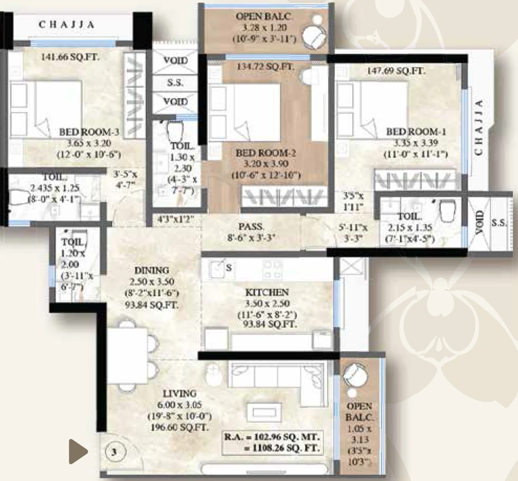 3 BHK Flat in Mhatre White Orchid Residency in Borivali West, Mumbai - Image 904956