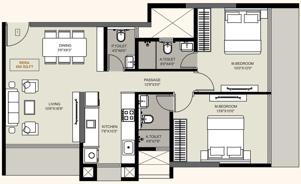 2 BHK Flat in Ossia The Signature Tower in Borivali West, Mumbai - Image 905020