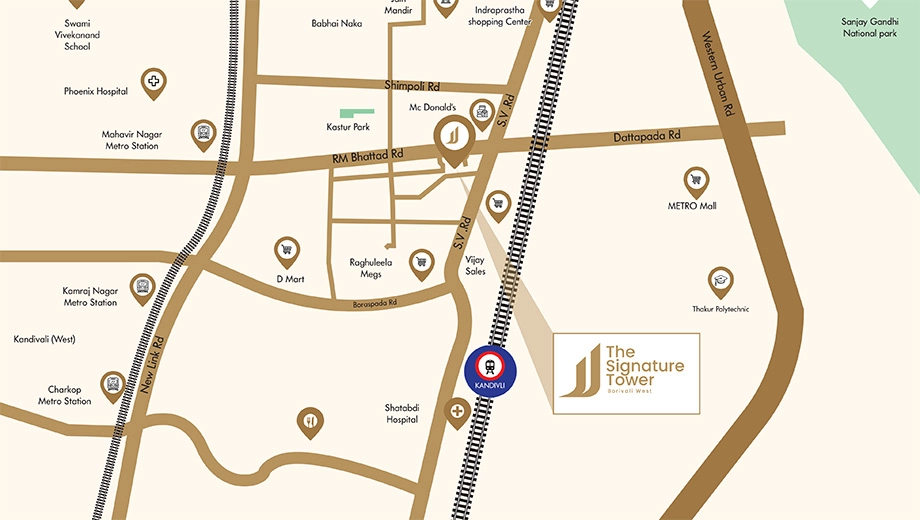 Location of Ossia The Signature Tower in Borivali West, Mumbai - Image 373359