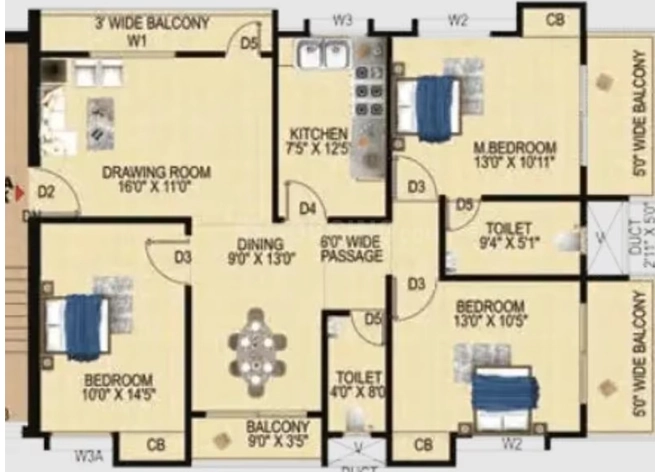 3 BHK Flat in Global Surya Enclave in Pundag, Ranchi - Image 904978