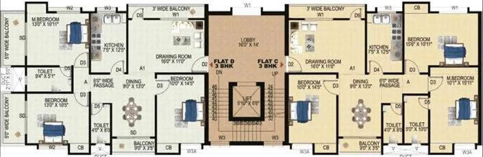 Floor Plan of Global Surya Enclave in Pundag, Ranchi - Image 373239