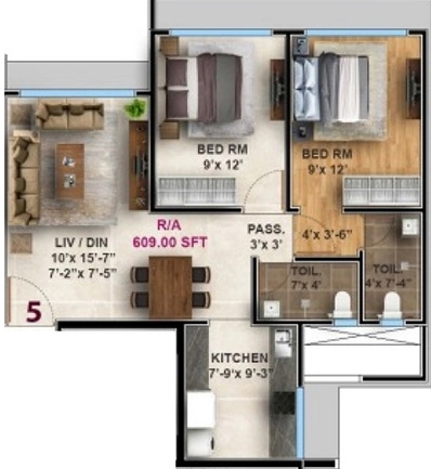 2 BHK Flat in DPS Nakshatra Heights in Kandivali West, Mumbai - Image 907577