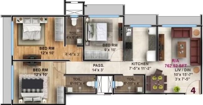 3 BHK Flat in DPS Nakshatra Heights in Kandivali West, Mumbai - Image 907578