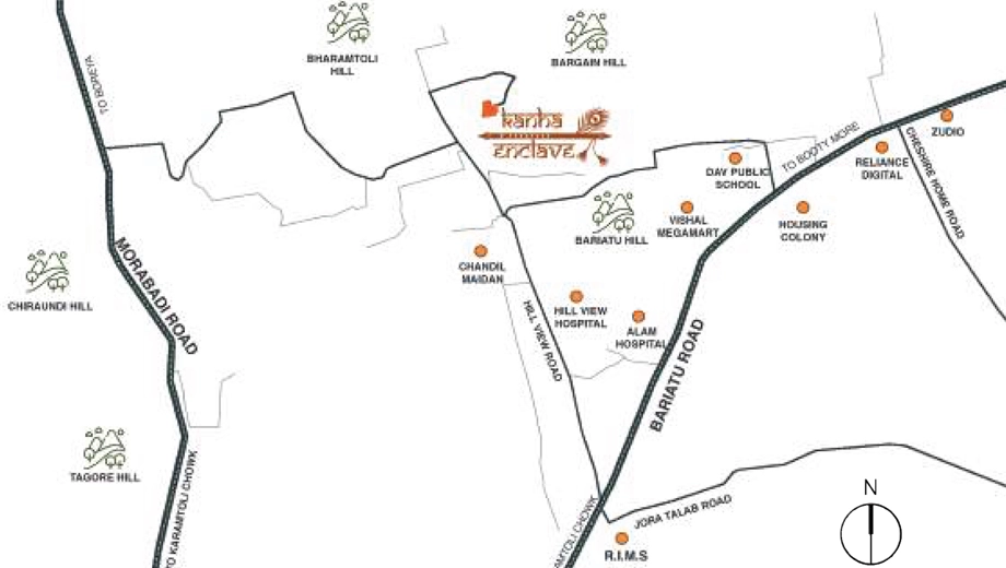 Location of ASR Kanha Enclave in Bariatu, Ranchi - Image 373308