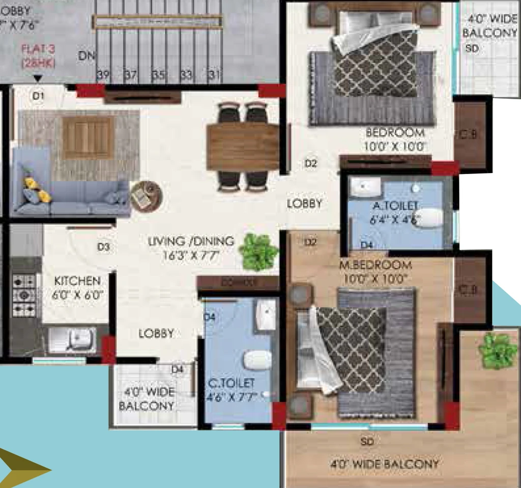 2 BHK Flat in Bhaskar Ambika Enclave in Bariatu, Ranchi - Image 905012