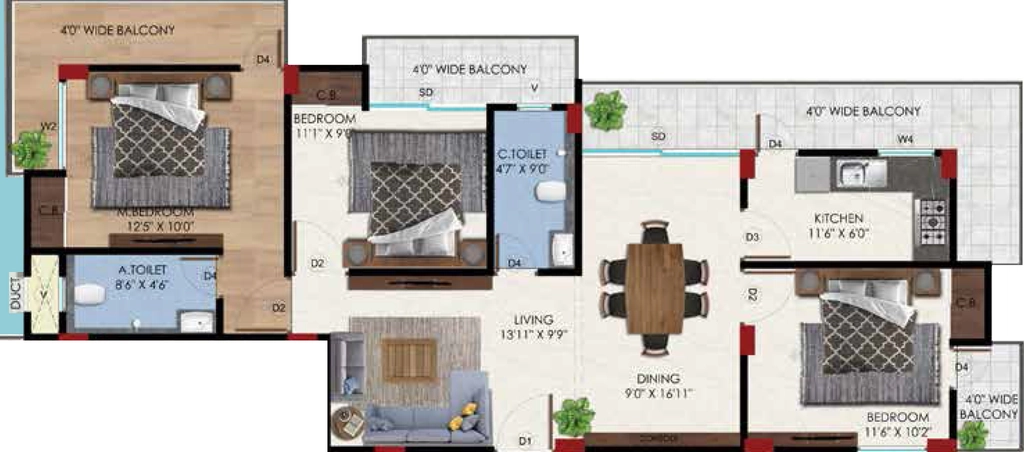 3 BHK Flat in Bhaskar Ambika Enclave in Bariatu, Ranchi - Image 905013