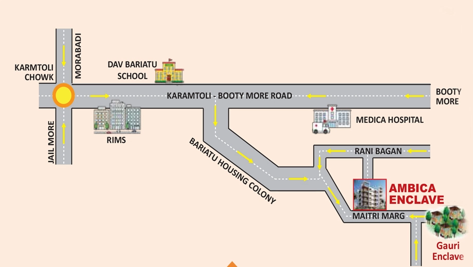 Location of Bhaskar Ambika Enclave in Bariatu, Ranchi - Image 373328