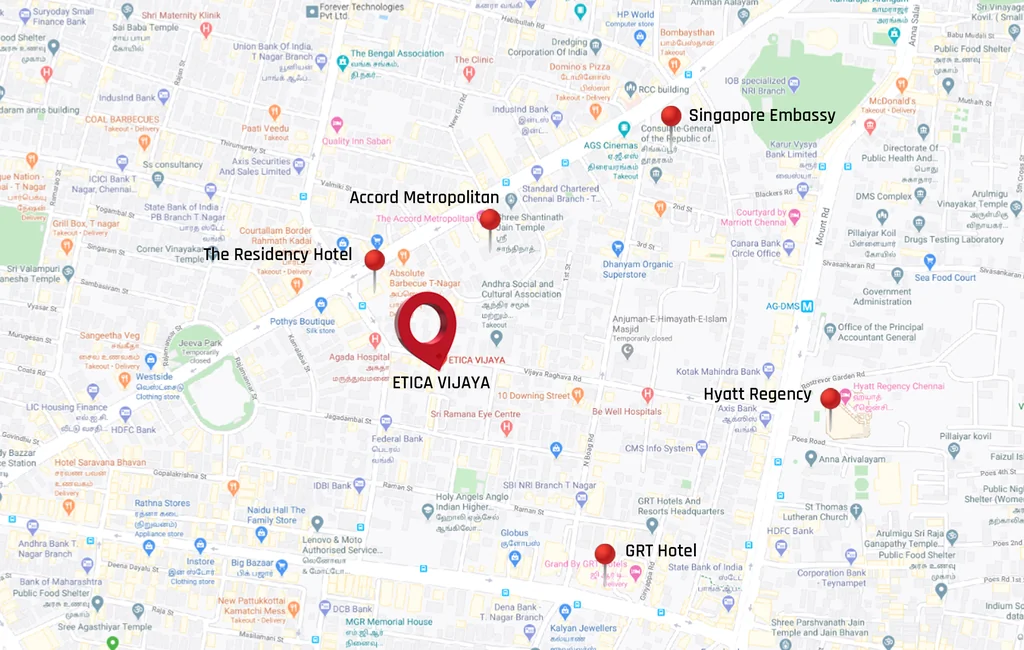 Location of Etica Vijaya in T Nagar, Chennai - Image 373335