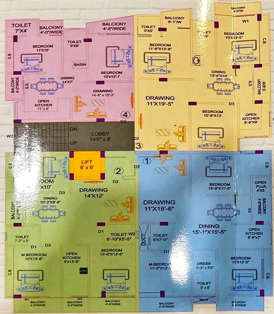 Floor Plan of BKA Vijay Shiv Narayan Residency in Bariatu, Ranchi - Image 373440