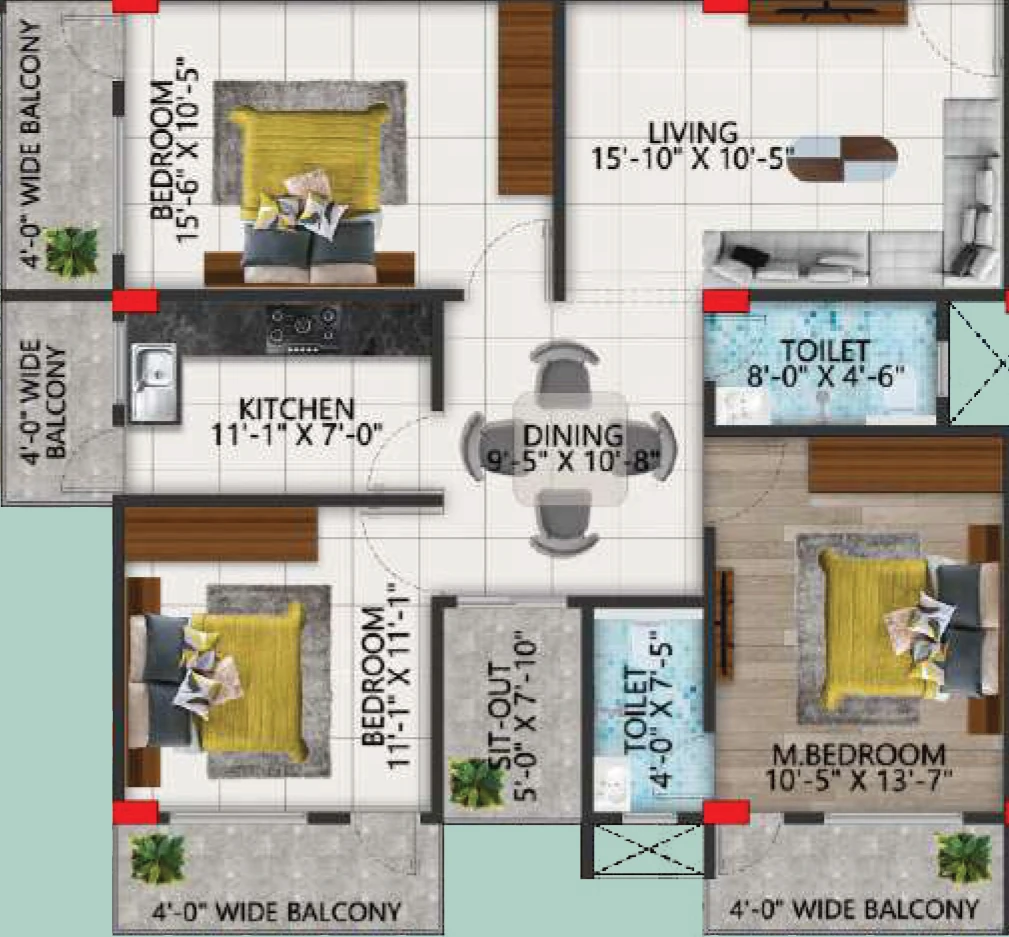 3 BHK Flat in Magadh Raj Residency in Bariatu, Ranchi - Image 905092