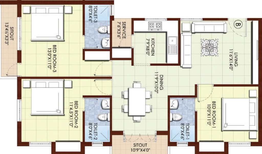 3 BHK Flat in Kgeyes Madura in Besant Nagar, Chennai - Image 905154