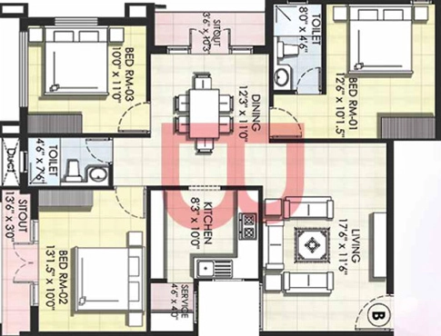 3 BHK Flat in Kgeyes Padmalayam in Nandambakkam, Chennai - Image 905164