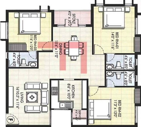 3 BHK Flat in Kgeyes Padmalayam in Nandambakkam, Chennai - Image 905165