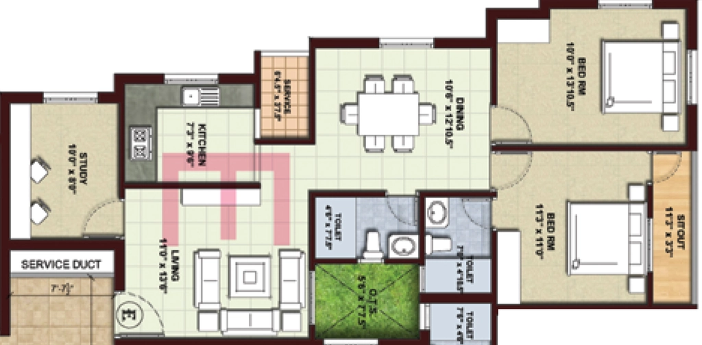 2.5 BHK Flat in Kgeyes Veda Ranghaa Nivas in Ashok Nagar, Chennai - Image 905173