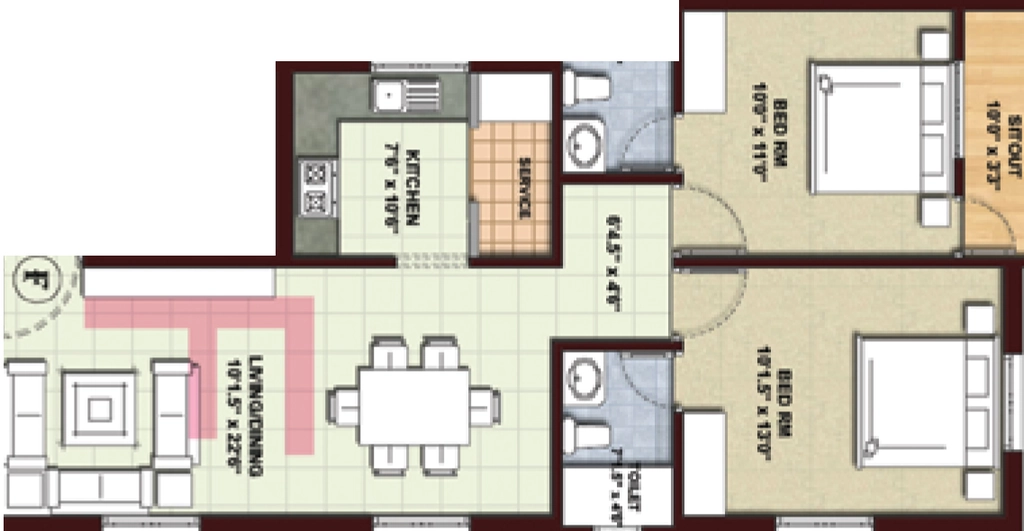 2 BHK Flat in Kgeyes Veda Ranghaa Nivas in Ashok Nagar, Chennai - Image 905172