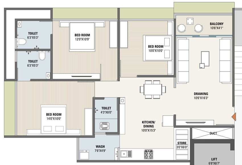 3 BHK Flat in Shyam Sharnam Homes in Nikol, Ahmedabad - Image 905171