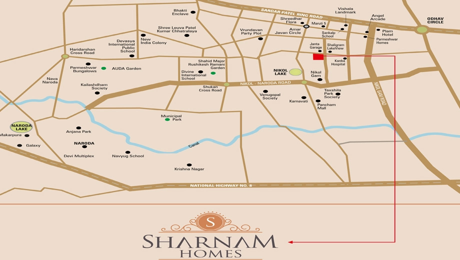 Location of Shyam Sharnam Homes in Nikol, Ahmedabad - Image 373556