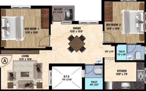 2 BHK Flat in Kgeyes Elite Square in Ramapuram, Chennai - Image 905179