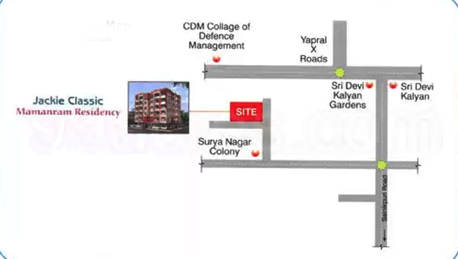 Location of Jackie Classic Mamanram Residency in Yapral, Hyderabad - Image 373787