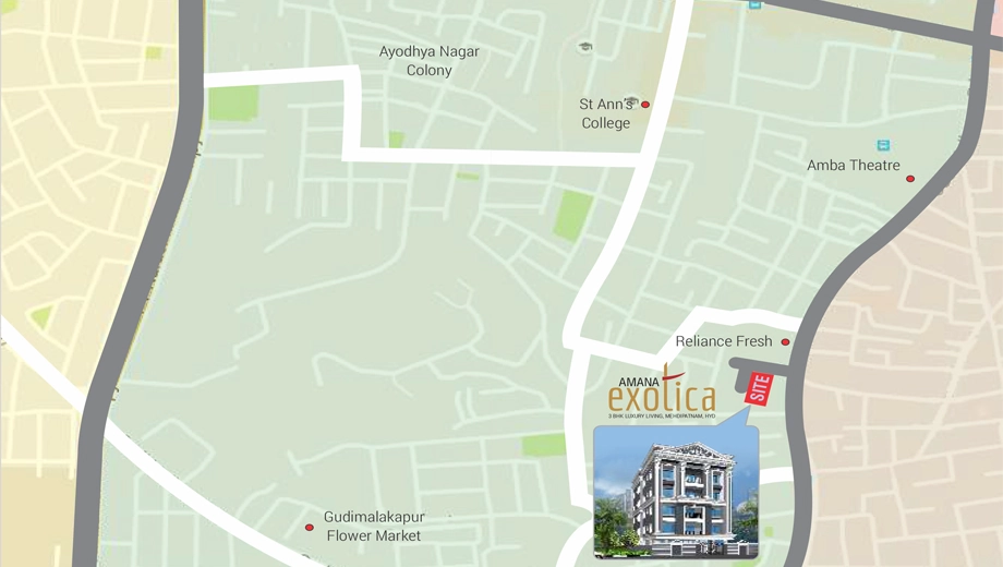 Location of Amana Exotica in Mehdipatnam, Hyderabad - Image 373907