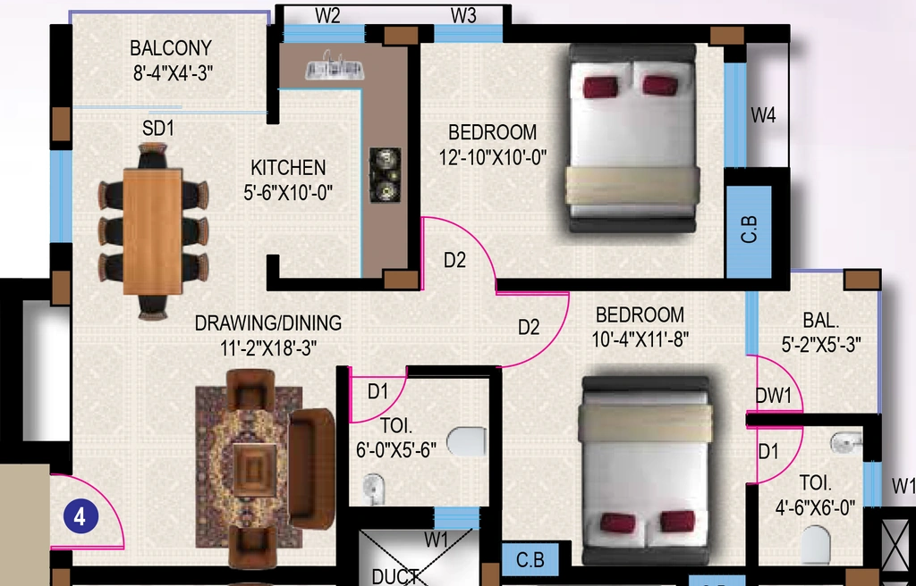 2 BHK Flat in Divya Rajani Apartment in Hesag, Ranchi - Image 905208