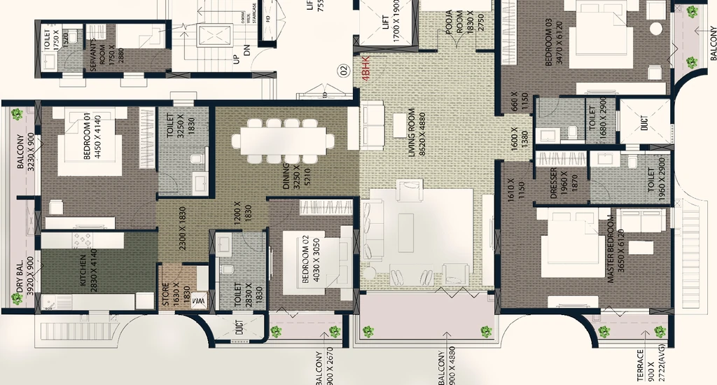 4 BHK Flat in Panas 36 Greens in Hehal, Ranchi - Image 905279