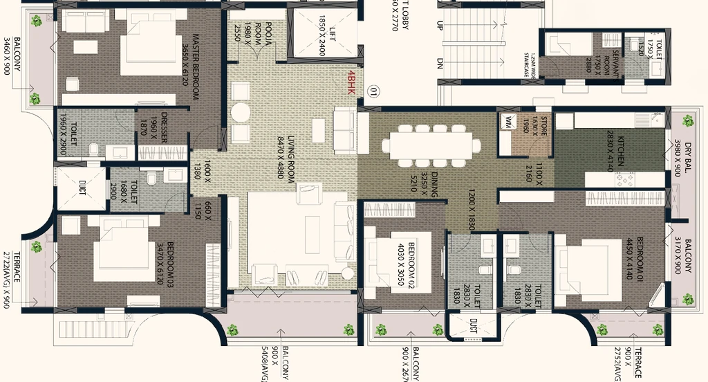 4 BHK Flat in Panas 36 Greens in Hehal, Ranchi - Image 905281